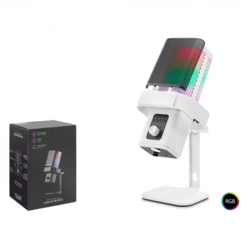 Hadron M6W Profesyonel Masaüstü RGB Gaming Mikrofon 192kHz/24Bit USB ve Type-C Beyaz