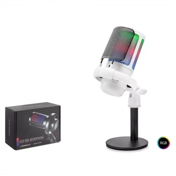 Hadron Me6SW Profesyonel Mikser Kontrollü RGB Gaming Mikrofon 24Bit Çinko Alaşım Gövde USB ve Type-C Beyaz