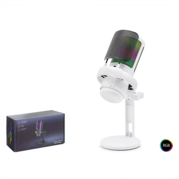 Hadron Me6W Profesyonel RGB Gaming Mikrofon 192kHz/24Bit USB Type-C Beyaz