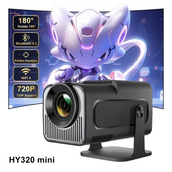 HY320 Mini Projektör Taşınabilir 4K 8K Video Desteği Yerli 720 P Sinema Açık Android 11 Işın Projektör