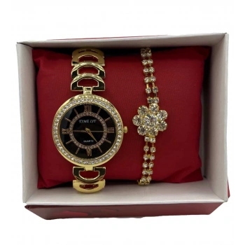 Kadın Kol Saati + Bileklik Hediye Kutulu