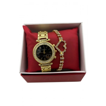 Kadın Kol Saati + Bileklik Hediye Kutulu