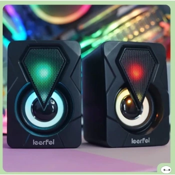 LEERFEI Bilgisayar Hoparlörü Rgb Led Işıklı Gaming Oyuncu Hoparlörü 3.5mm Jack Usb Speaker 1+1 Ses Sistemi