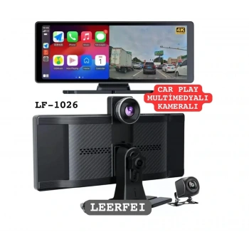 Leerfei Lf-1026 Taşınabilir HD Dokunmatik Ekranlı Kablosuz Araç Multimedya Oynatıcısı -CarPlay Android Auto Geri Görüş Kamerası