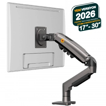 Monitör Tutucu Kol 17-30  2-9 kg Amortisörlü Vesa Monitör Standı 2026 Versiyon Koyu Gri
