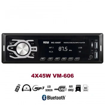 OTO TEYP 4X50W BT/2XUSB/SD/FM/AUX MEGA VM-606