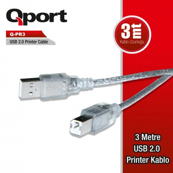 QPORT USB2.0 3M YAZICI KABLOSU
