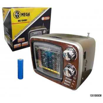 RADYO NOSTALJİ ŞARJLI BT/USB/SD/AUX/FM MEGA MG-1540BT