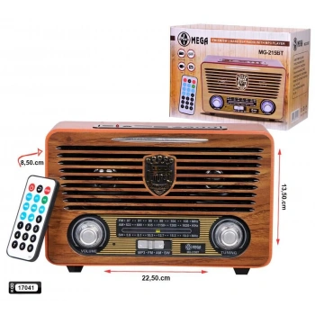 RADYO NOSTALJİ ŞARJLI BT/USB/SD/FM MEGA MG-215BT
