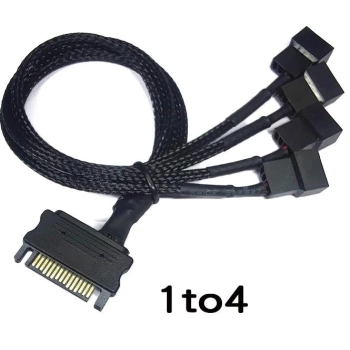 Sata Power To Fan Çevirici 4 Port Y Pin PWM Çoklayıcı Splitter Fan Kablosu 4598