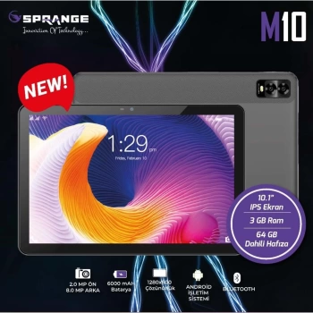 Sprange M10 10,1 IPS Ekran 3GB Ram 64GB Dahili Hafıza PC Tablet