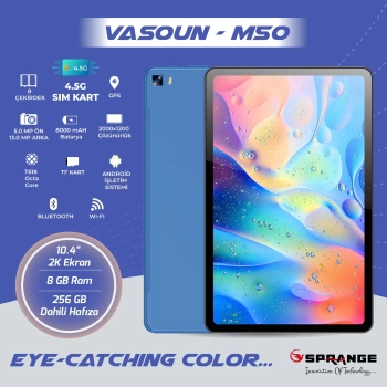 Sprange M50 10.4 2k Ekran | 4.5g Sim Kart | Gps | 8gb Ram | 8 Çekirdek | 256GB Hafıza