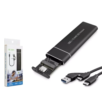 SSD KUTU TYPE-C3.1 + USB3.0 NVME M2 CHIP JMS583 SİYAH