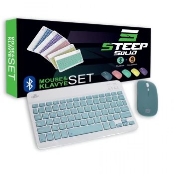 Steep Solid Magic Şarjlı Bluetooth Klavye - Mouse Set (Yeşil TR)