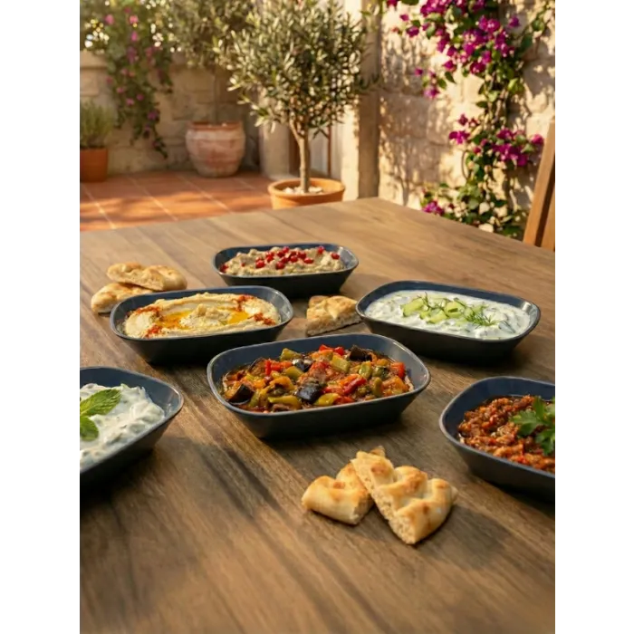 14 cm Quadratische Bootplatte | Snack, Meze, Frühstückssnack Anthrazit