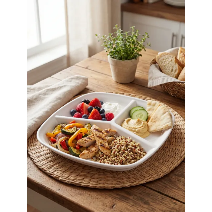 3-Fach geteilter Polycarbonat-Frühstücks- & Snackteller
