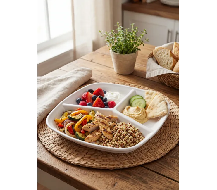 3-Compartment Polycarbonate Breakfast & Snack Plate