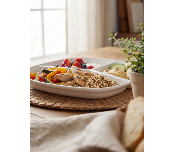 3-Compartment Polycarbonate Breakfast & Snack Plate