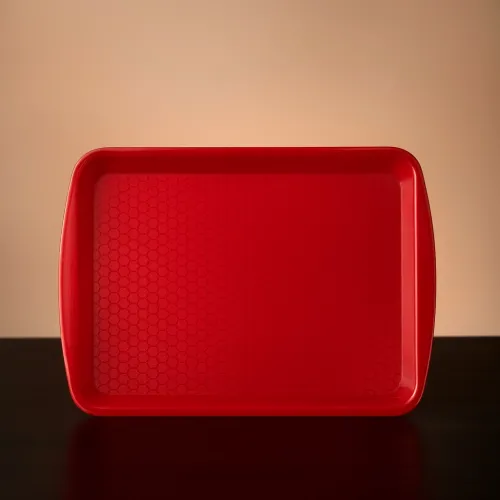 Polikarbon Kırılmaz Servis Tepsisi 36x26 cm – Self Servis Fast Food Lokanta Büfe Kırmızı