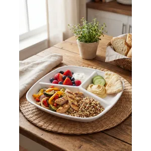 3-Compartment Polycarbonate Breakfast & Snack Plate