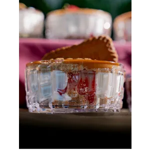 Crystal-Patterned Transparent Magnolia Glass 180 ml | Suitable for Desserts, Ice Cream, and Cookie Presentations