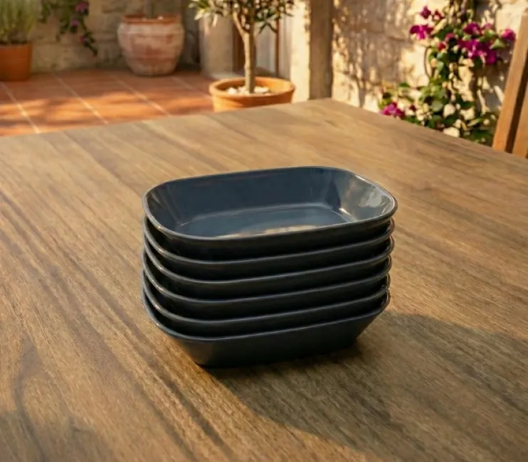 14 cm Kare Kayık Tabak | Çerez, Meze, Kahvaltılık Antrasit