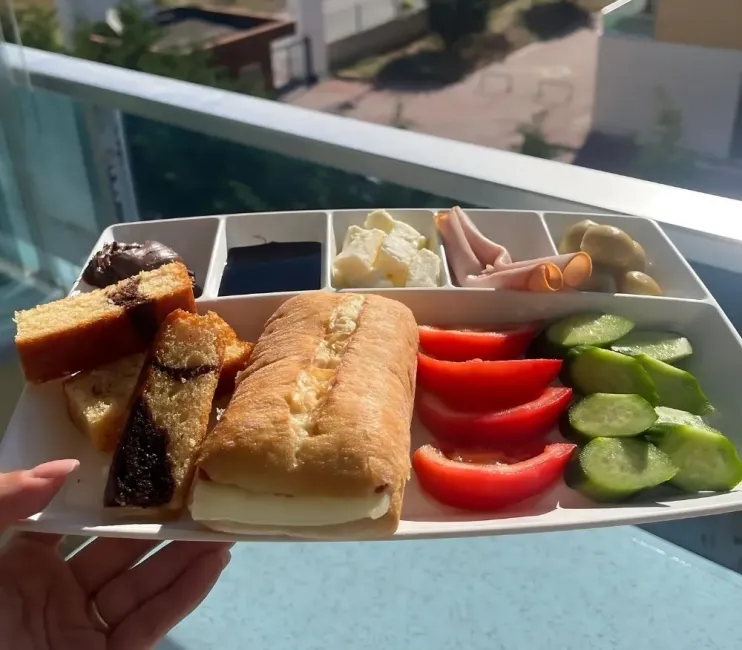 صحن إفطار بسداسيات من البوليكاربون، بقطر 30 × 20 سم، صينية تقديم، أبيض