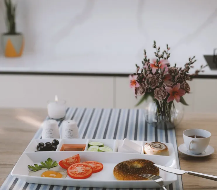 صحن إفطار بسداسيات من البوليكاربون، بقطر 30 × 20 سم، صينية تقديم، أبيض