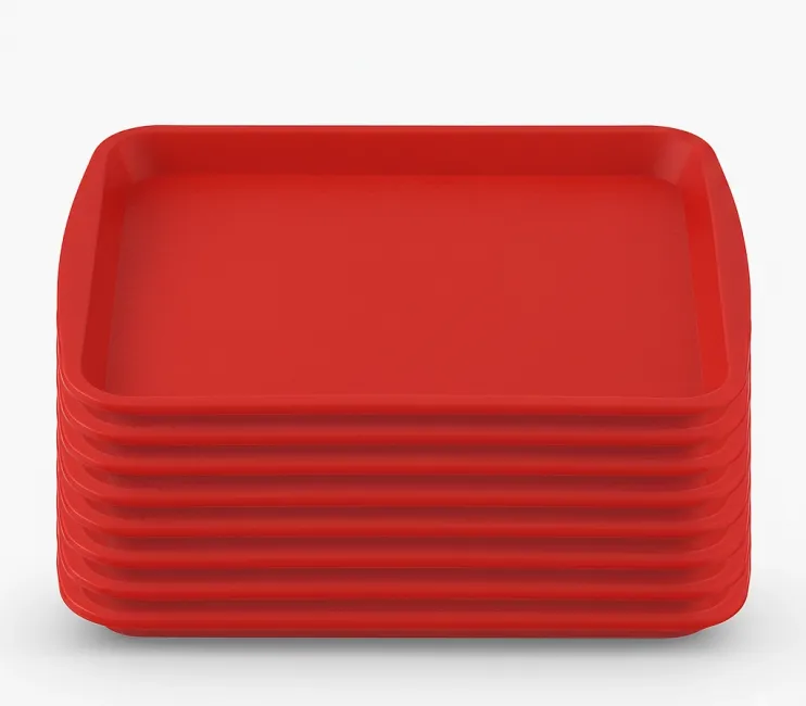 Polikarbon Kırılmaz Servis Tepsisi 36x26 cm – Self Servis Fast Food Lokanta Büfe Kırmızı