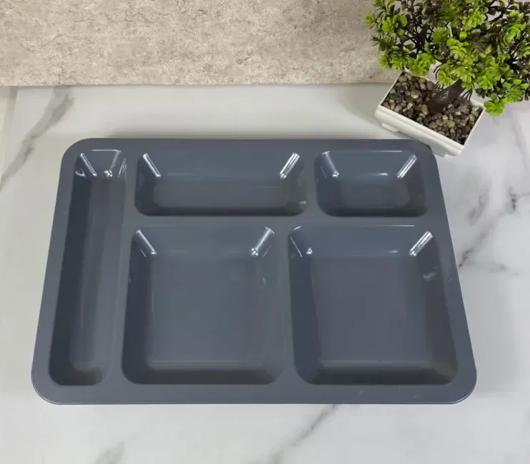 Tabldot Polikarbon 5 Gözlü Bölmeli Yemek Tabağı Antrasit