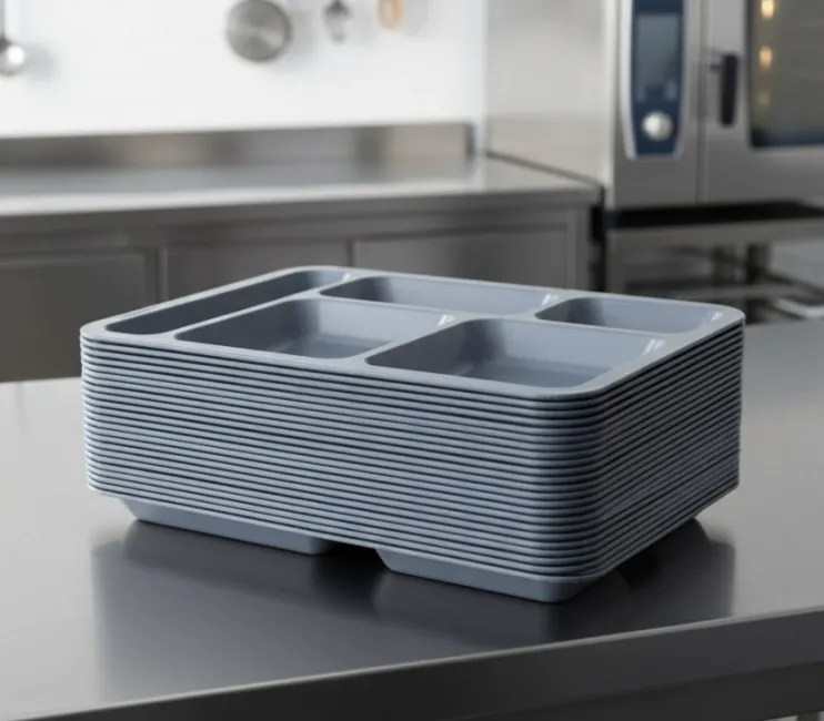 Tabldot Polikarbon 5 Gözlü Bölmeli Yemek Tabağı Antrasit