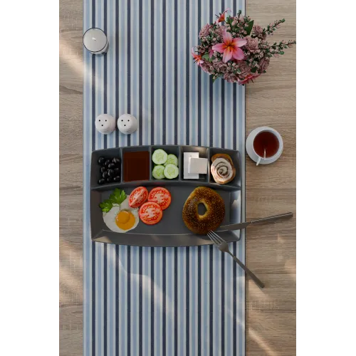 6 Bölmeli Polikarbon Kahvaltı Tabağı , 30x20 Cm, Sunum Tabağı, Antrasit