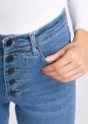 Düğme Detaylı Kesik Paça Slim Fit Jean-MAVİ