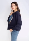 Şardonlu Sweatshirt-LACİVERT