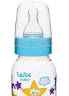 Wee Baby Silikon Uçlu Desenli PP Biberon 125 cc - Mavi