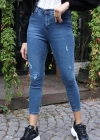 Yüksek Bel Skinny Jean Pantolon  - MAVİ