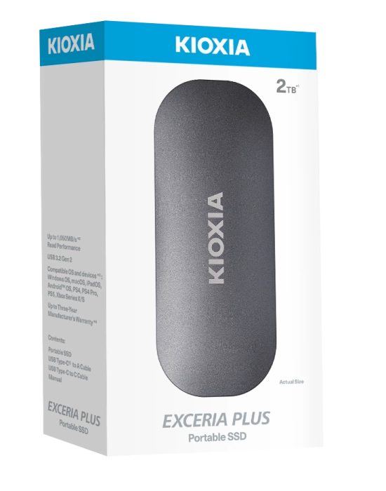 2TB KIOXIA EXCERIA PLUS G2 USB 3.2 1050/1000 MB/s LXD10S002TG8