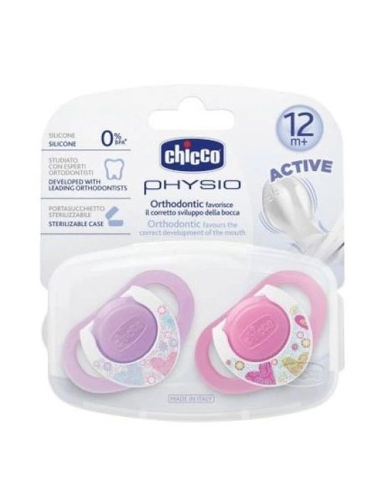 Chicco Physio Compact 2 li Silikon Emzik 12 ay+ Kız - 8058664059294