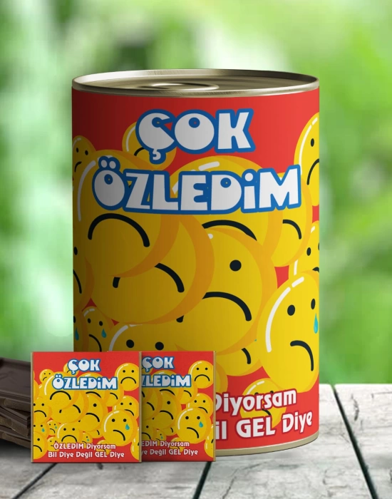 Çok Özledim Temalı Hediye Çikolata Konservesi