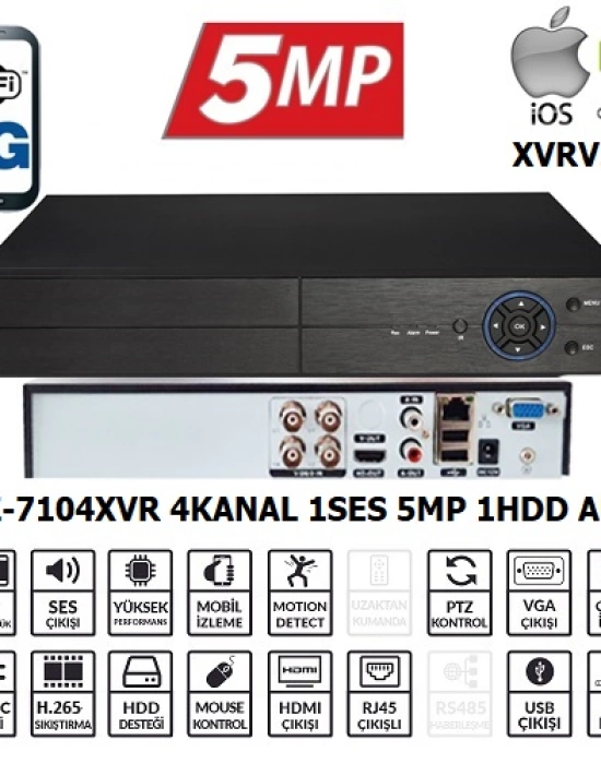 EZCOOL EZ-7104XVR 4CH 5MP KOAKSIYEL SES XVRVIEW