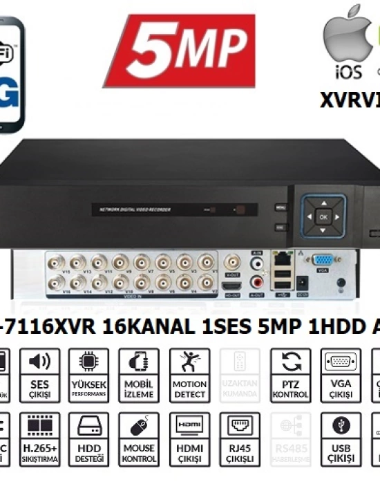 EZCOOL EZ-7116XVR 16CH 5MP KOAKSIYEL SES XVRVIEW