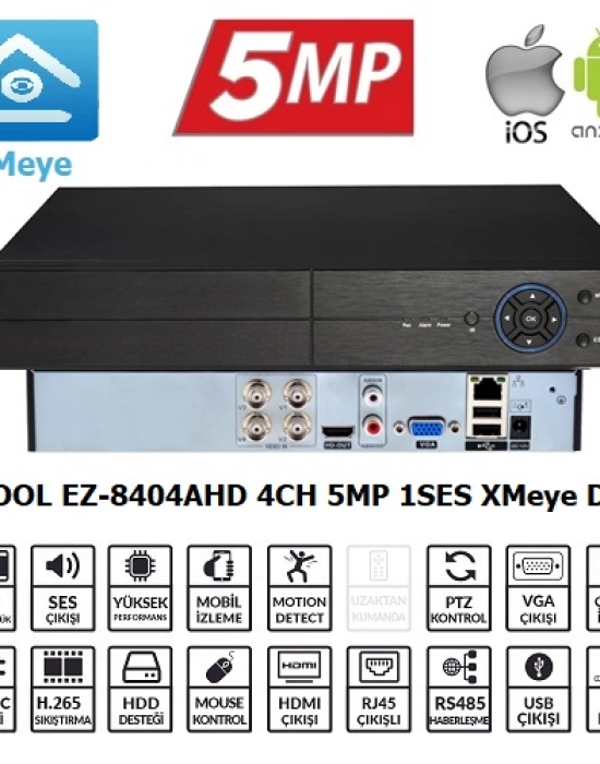 EZCOOL EZ-8404AHD 4KANAL 5MP 1SES 1HDD XMEYE XVR