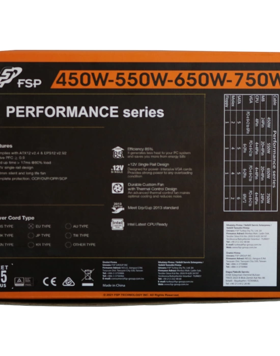 FSP PERFORMANCE 750W FSP750-50AAA 80 PLUS BRONZE POWER SUPPLY