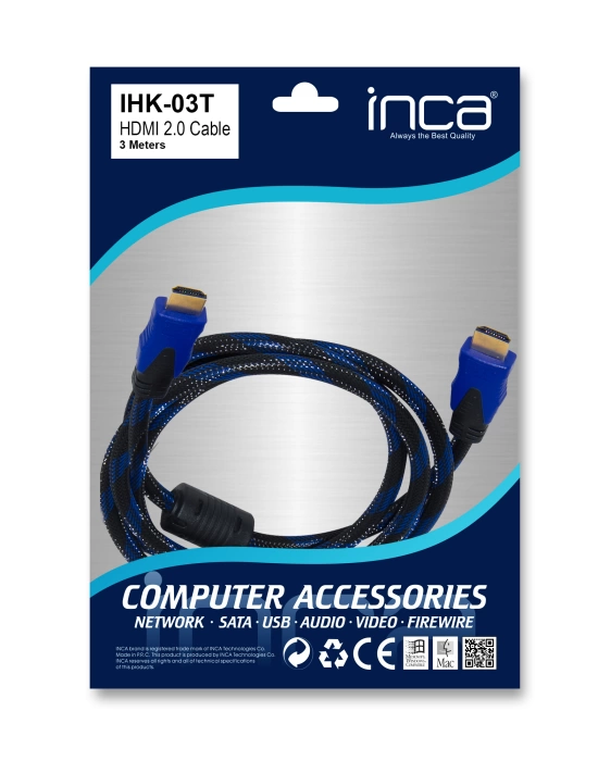 INCA IHK-03T HDMI 2V 4K ALTIN UÇ KABLO 3 METRE