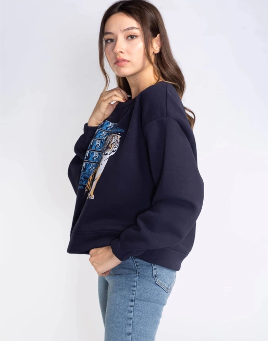 Şardonlu Sweatshirt-LACİVERT