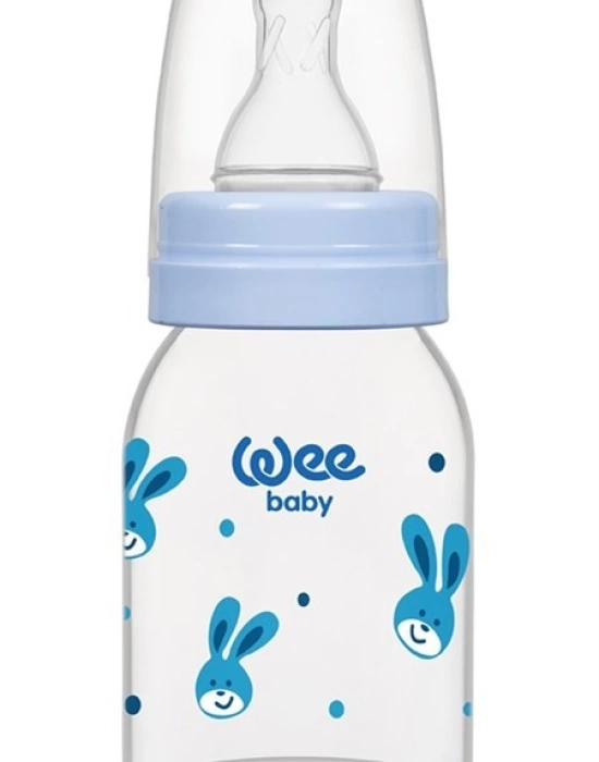 Wee Baby Silikon Uçlu Desenli PP Biberon 125 cc - Mavi