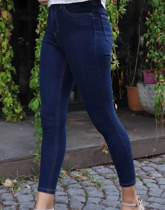 Yüksek Bel Skinny Jean Pantolon  - LACİVERT