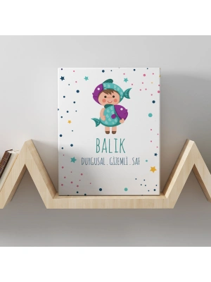 Balık Burcuna Özel Tasarım Kanvas  Tablo