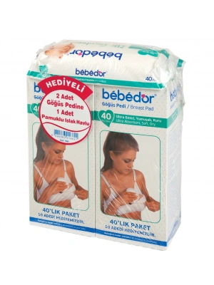 Bebedor 2 li Göğüs Pedi 80 adet - Pamuklu Islak Mendil Hediyeli