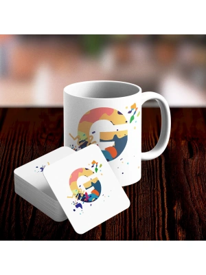 G Harfi Tasarımlı Kupa ve Bardak Altlığı Seti